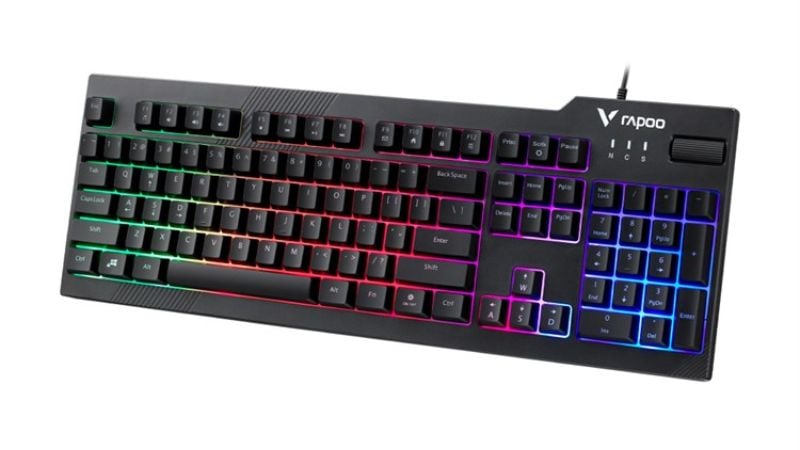 Hệ thống đèn nền RGB đa sắc màu của Rapoo V50s tạo nên hiệu ứng thị giác ấn tượng