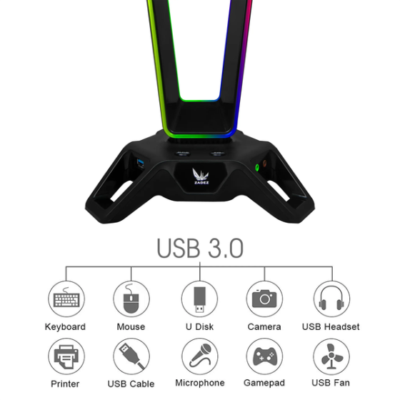 Giá Treo Tai Nghe Zadez ZHS-702G Soundcard 7.1 USB RGB GAMING