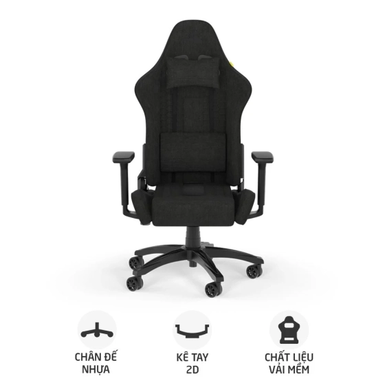 Ghế Gaming Corsair TC100 RELAXED Fabric | Đen