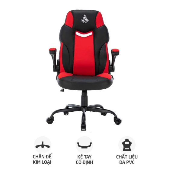 Ghế Warrior Gaming Raider Series WGC203, Chân Xoay, màu Đen đỏ