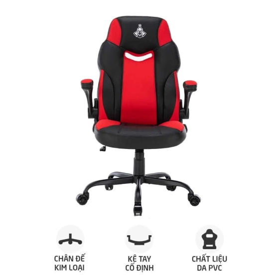 Ghế Warrior Gaming Raider Series WGC203, Chân Xoay, màu Đen đỏ