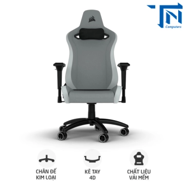 Ghế Gaming Corsair TC200 Fabric | Light Grey - White (CF-9010048-WW)