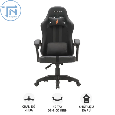 Ghế Gaming E-Dra Yummy EGC232 V2, Chân Xoay, Màu Đen